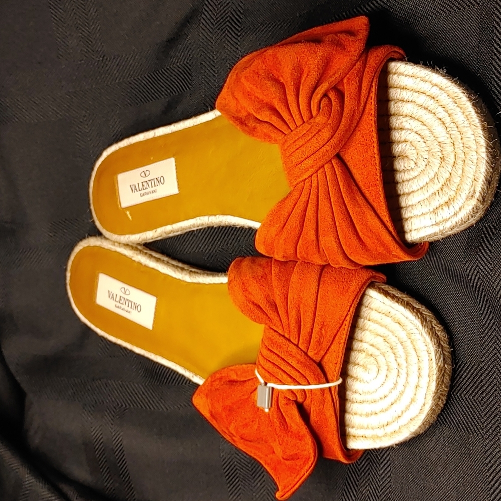 Valentino Garavani Bow Espadrille Slide Sandals size 381/2